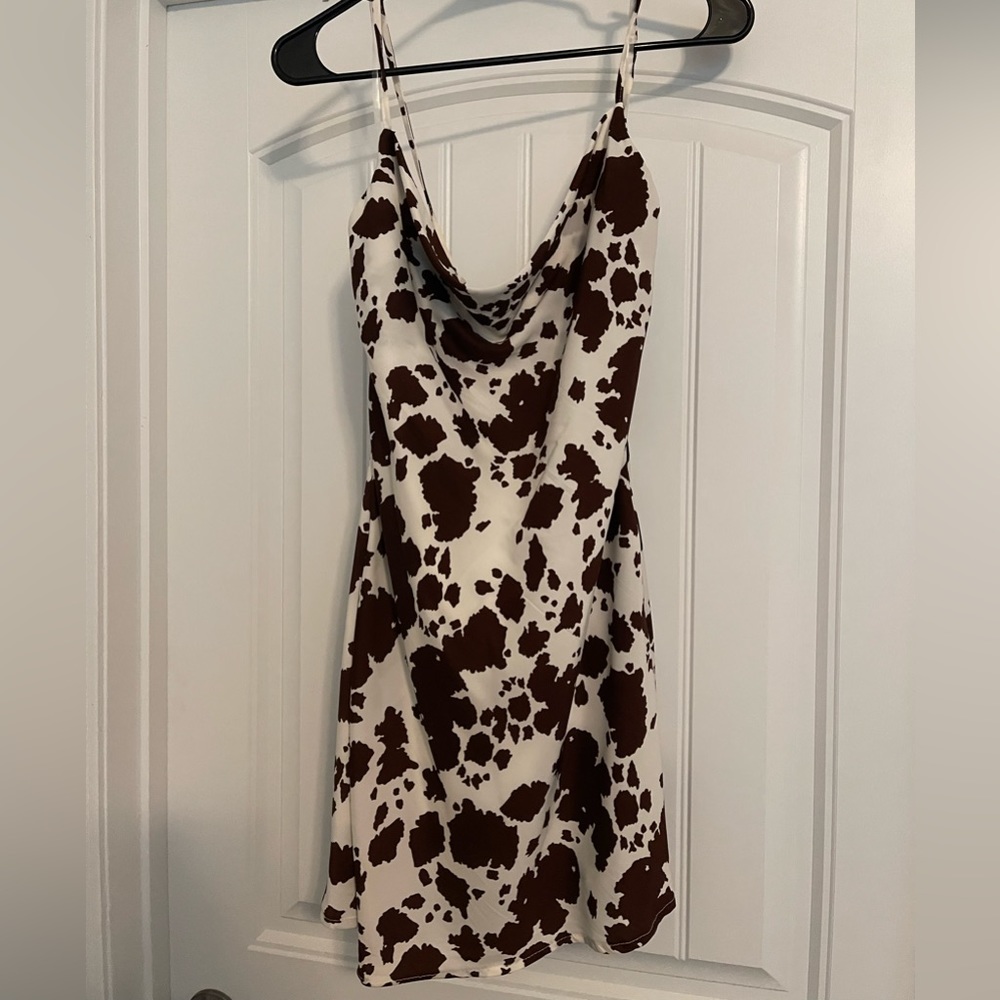 Cow print silk dress